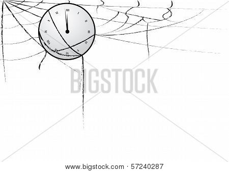 Clock Entangled In Spiderweb