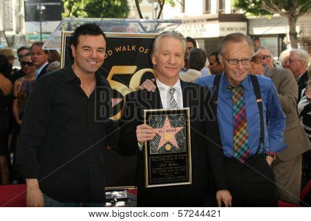 Seth MacFarlane, Bill Maher and Larry King at the induction ceremony for Bill Maher into the Hollywood Walk of Fame, Hollywood, CA. 09-14-10