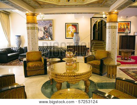 Tradition arabic lobby interior of the luxury hotel