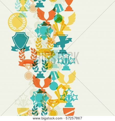 Seamless pattern with trophy and awards.