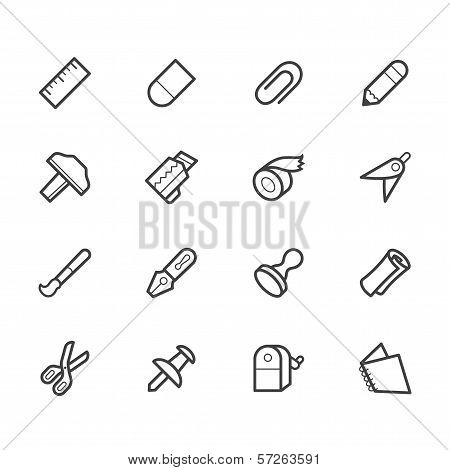 Stationely Black Vector Icon Set On White Background