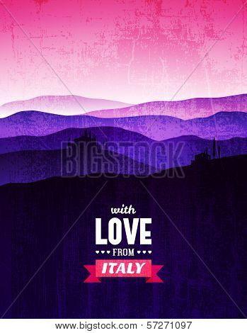 Vintage poster with a landscape