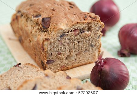 Home made Bread with onion and bacon