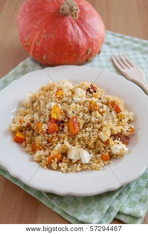 Autumn Couscous Salad with pumpkin and feta cheese