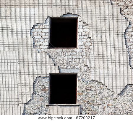 Brick Wall Of Old Destroyed House