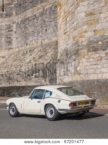 Vintage Classic Car Taking Part In A Trail Run In North Wales