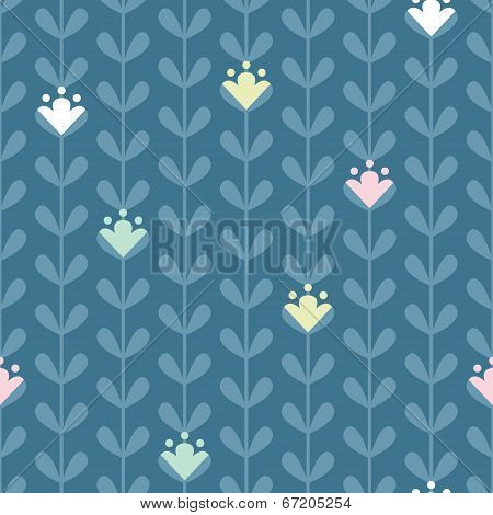 Blloming vines stripes seamless pattern background