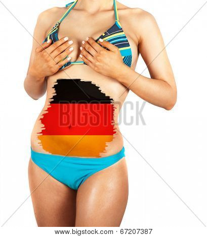 Beautiful female closeup with belgian flag