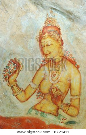 Nástěnné malby v Sigiriya skalní klášter, Srí Lanka