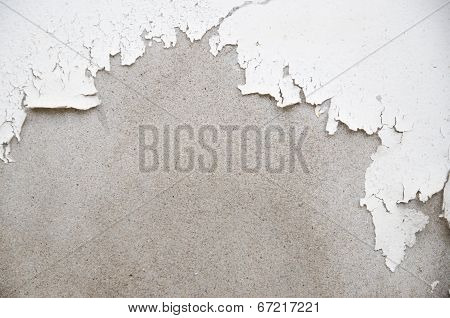 White Painted Concrete Wall Surface Crack.
