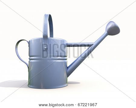 Watering can made of metal on white background