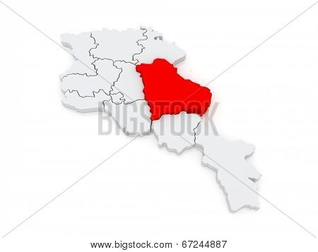 Map of Gegharkunik. Armenia. 3d