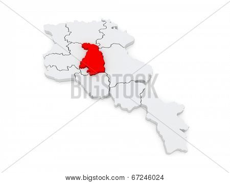 Map of Kotayk. Armenia. 3d