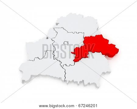 Map of Mogilev region. Belarus. 3d