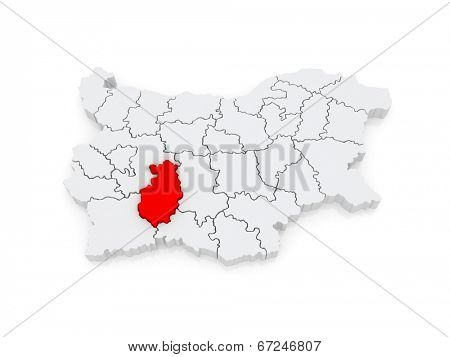 Map of Pazardzhik Province. Bulgaria. 3d