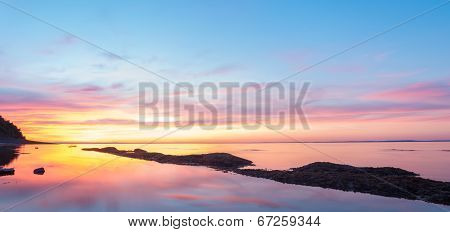 Panorama Of  Ocean Beach At The Crack Of Dawn