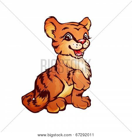 Vector illustration of tiger in cartoon style