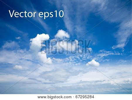 Blue sky with clouds. Vector background.