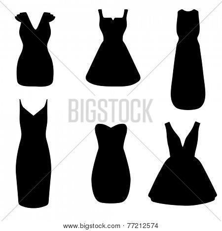 Set of woman little black dresses. Fashion vector illustration