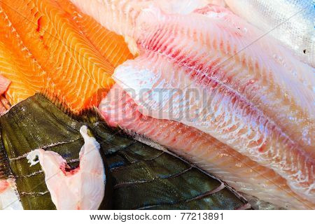 Fishes At Fish Market (fisketorget) In Bergen, Norway