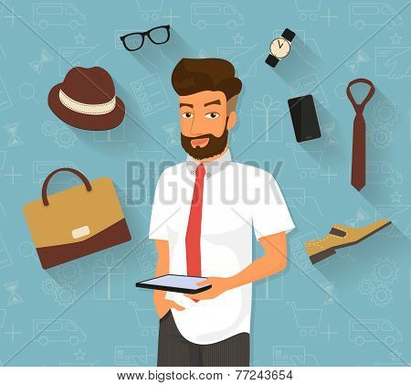 Handsome man doing online shopping