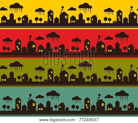 Night city seamless pattern.