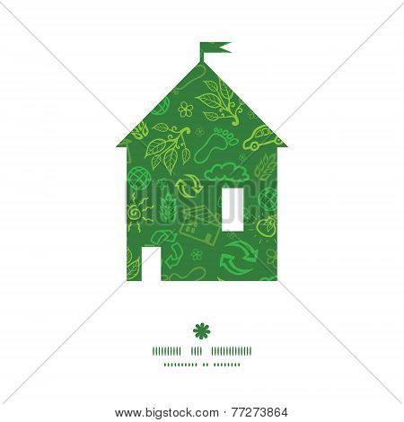 Vector ecology symbols house silhouette pattern frame