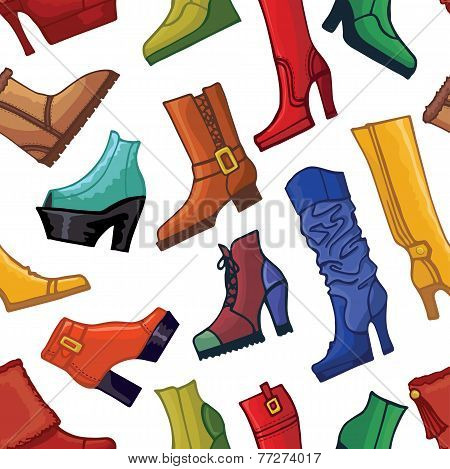 Colored women's boots ,shoes seamless pattern