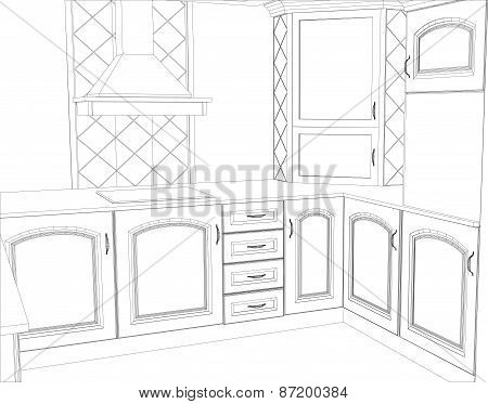 sketch design interior. Illustration created of 3d