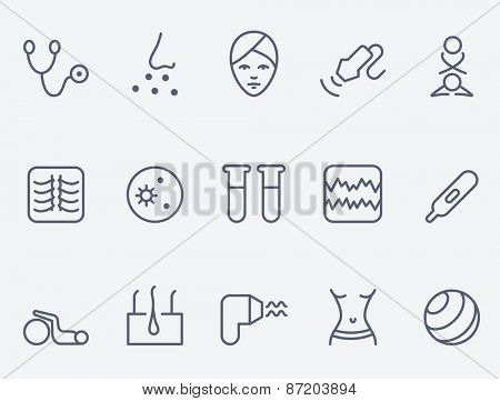 Medicine icon set, thin line design