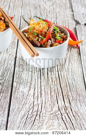 Fried Rice Noodles With Shrimp.