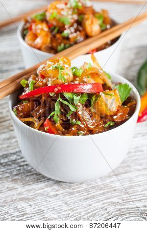 Fried Rice Noodles With Shrimp.