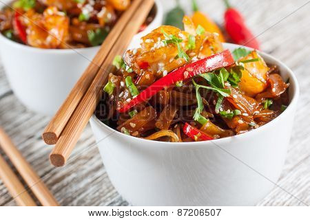 Fried Rice Noodles With Shrimp.