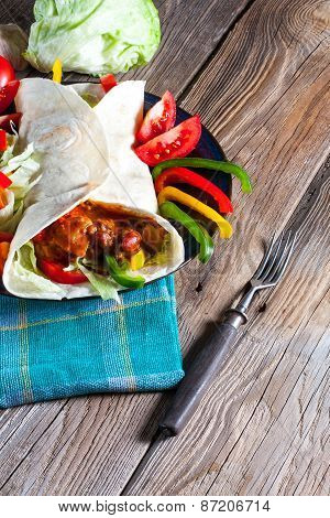 Tortilla With Chili Con Carne.