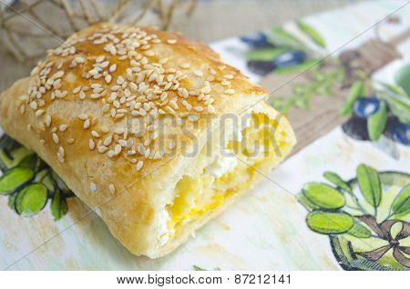 Homemade Cheese Pie On A Tray