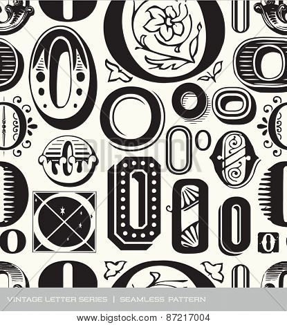 Seamless vintage pattern of the letter O