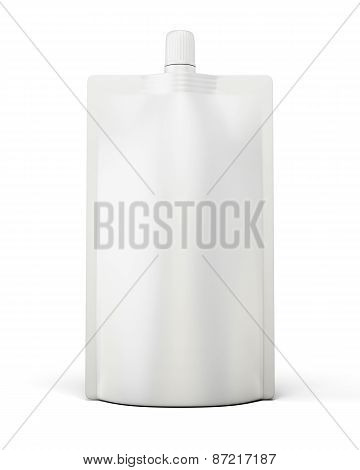 White Template Package Doypack Front View
