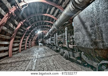 Underground Tunnel In The Mine, Hdr