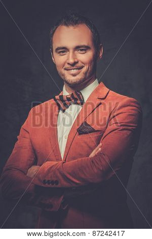 Sharp dressed fashionist wearing jacket and bow tie