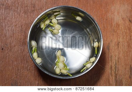 jasmine in silver bowl