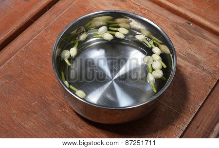 jasmine in silver bowl