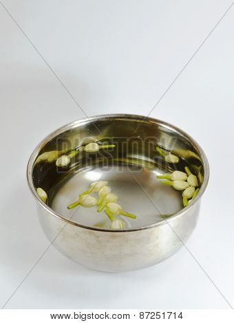 jasmine in silver bowl