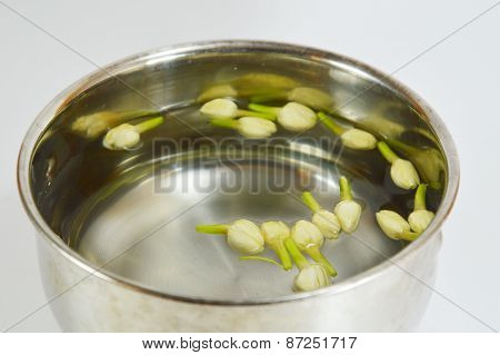 jasmine in silver bowl