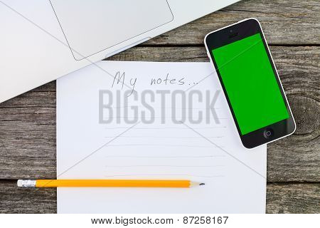 Macboock And Notes And Phone