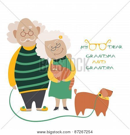 Elderly Couple With Their Dog