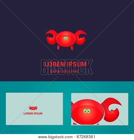 Cartoon red crab logo design
