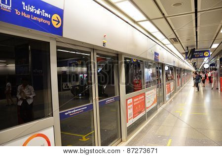 Metropolitan Rapid Transit (mrt) Subway Train Station In Bangkok. Thailand