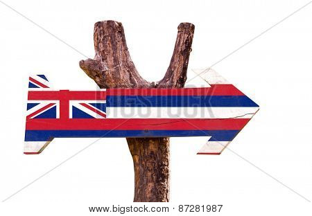 Hawaii Flag sign isolated on white background