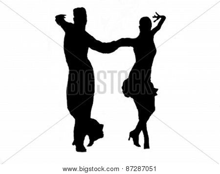 Latin Couple Silhouette Dancers