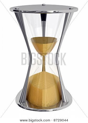 Reloj de arena metálico aislado en blanco Backgraund